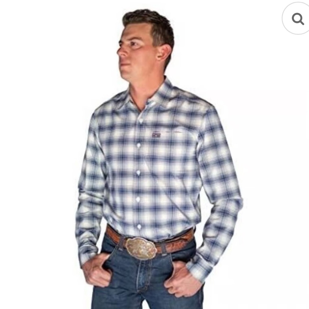 Kimes Ranch Blue Casual Button Down Shirt Navy Plaid